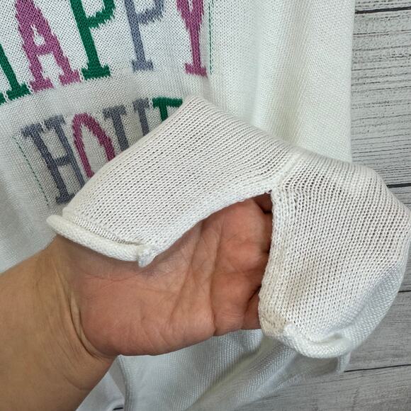 Adrienne Vittadini Plus Size White Knit Rolled Hem Happy Hour Sweater Size 3X - Picture 7 of 9